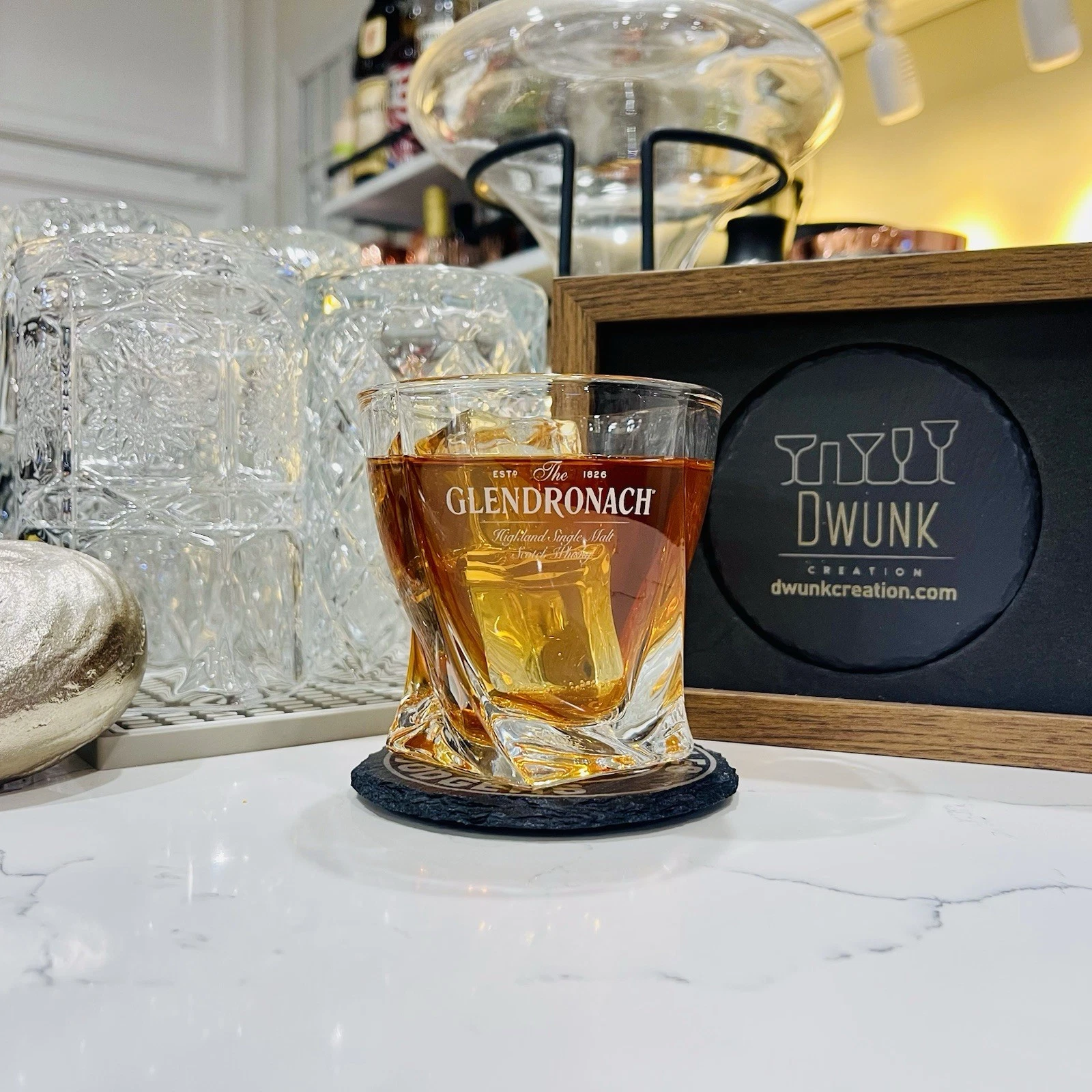 Engraved Glendronach Whiskey Glass - Twisted Whiskey Glasses