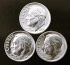 1954 P-D-S 10c SILVER Roosevelt Dimes. Year Set.  GEM BU  (R173)