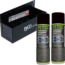 2x 500 ml PETEC STEINSCHLAG & UNTERBODENSCHUTZ SPRAY + BGS MAGNET-HALTER ABLAGE