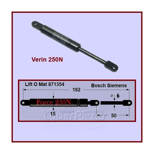 Vérin 250N Bosch Siemens 00088549 pour stopper les vibrations au lavage