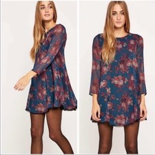 KIMCHI Blue womans Teal floral mini dress Urban outfitters