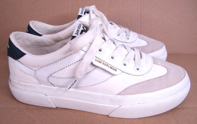 Sam Edelman Simone Lace Up Sneakers Shoes White/Light Grey/Blue Women s 8.5 M