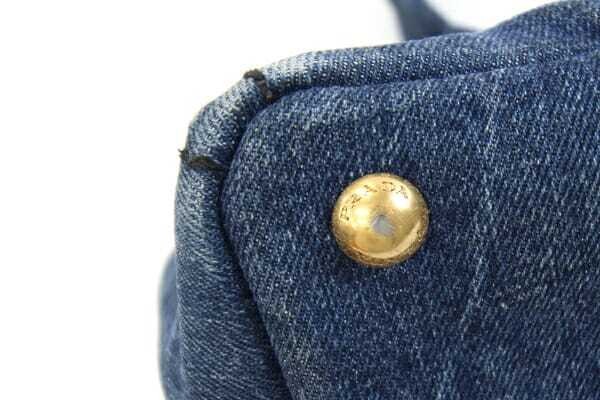 Prada Tote Bag Canapa B1877B Blue Denim Used Handbag Logo Bag Ladies thumbnail 8