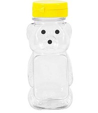 Yellow Plastic Bear Honey Bottle Jars, Empty Honey Squeeze Bottle with Flip-t...
