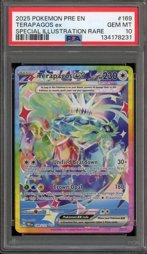Pokemon Terapagos ex Prismatic Evolutions Special Illustration Rare #169 PSA 10