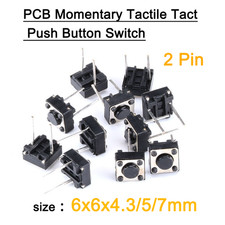 PCB Momentary Tactile Tact Push Button Switch 2 Pin SPST Micro 6x6x4.3/5/7mm