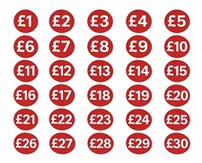 1000x 25 mm red price self adhesive stickers sticky labels for retail display.