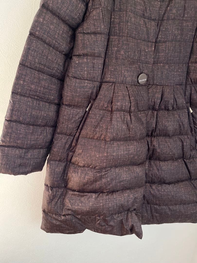 Balmain Down Jacket Dark Brown L Missing Hood Used - image 3