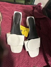 Unbranded Square Toe Chunky Heel Mule Sandals in White