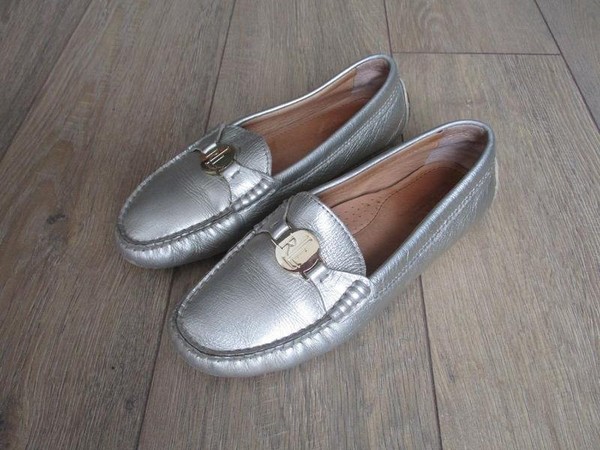 Women Ralph Lauren Loafers Silver Leather 35
