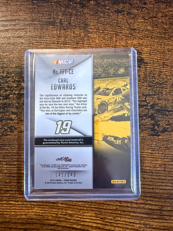 Carl Edwards Panini Prizm NASCAR Firesuit Fabrics (MEM) /249 - Image 2 of 2