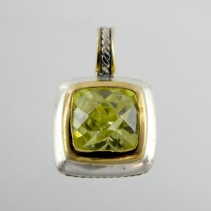 Authentic PK Sterling Silver Gold Plated Lemon Lime Gem Pendant 925 4.2g .75 Inch Length