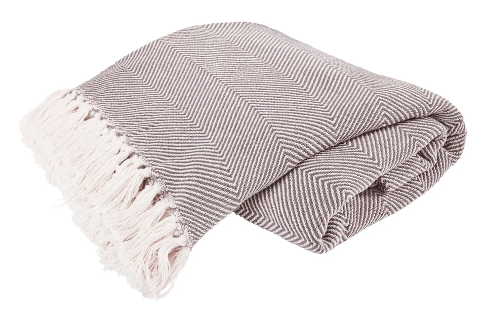 Hahn Plaid Wohndecke Tagesdecke mit  Fransen 140x220 sand beige 515001-70 - Bild 2 von 3