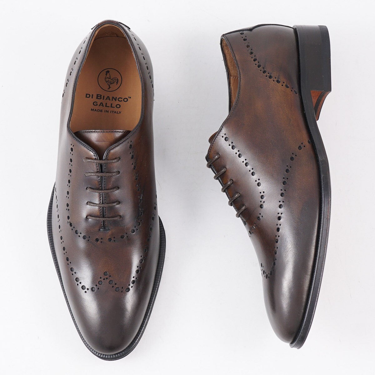 di Bianco Antiqued Brown Calf Leather Wholecut Dress Shoes 6  display picture 1
