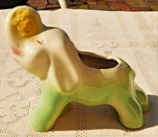 VINTAGE 1950's HAND PAINTED PORCELAIN ADORABLE ELEPHANT PLANTER - MADE IN JAPAN 