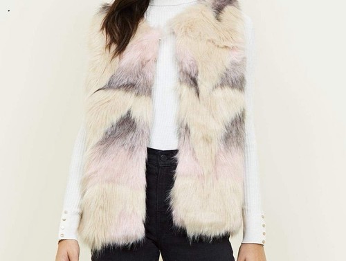Newlook Patchwork Faux Fur Gilet Jacket