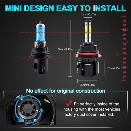 2x 9007/HB5 LED Headlight Bulbs Kit 6500K White High Low Beam Light Super Bright - Picture 9 of 14