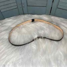 Smooth Black Leather One Size Silver Clip Skinny Belt