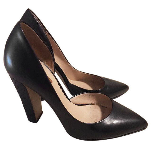 REED KRAKOFF Black Pumps with Mock Python Heels -… - image 1