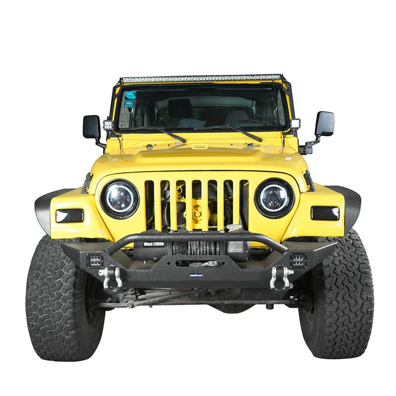 Parachoques delantero Rock Crawler con luces LED para Jeep Wrangler YJ TJ 1987-2006 Foto 2 de 4