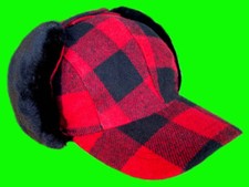 Paul Bunyan Wool Red and Black Buffalo Plaid Classic "Lumberjack" Hat / Cap
