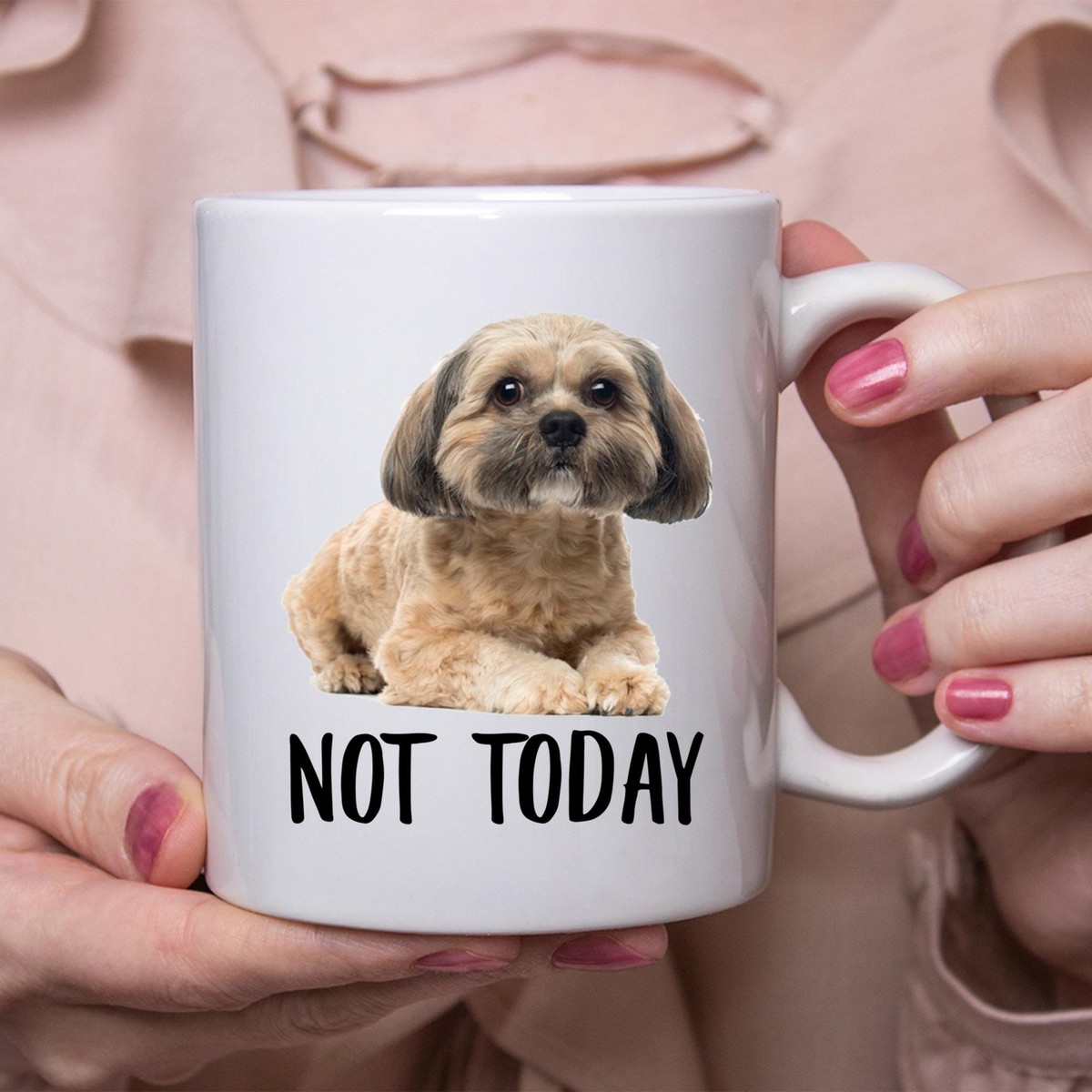 Funny Shih Tzu Apricot Grey Not Today Dog Mug Lazy Gift For Women