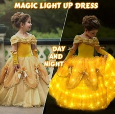 Light up Gorgeous Belle Costume Disney inspired Princess incl.Petticoat 4T-5T