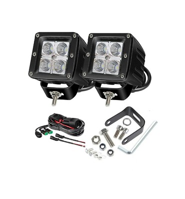 2x 4'' LED Cube Work Light Bar Quad Row Spot Flood 6000K Off Road Tractor ATV 4WD