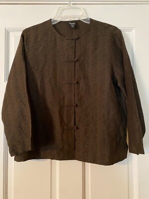 EILEEN FISHER Top/Jacket Size Petite Medium Silk/Linen Frog