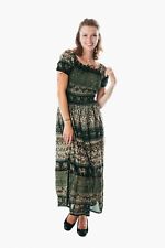 Colorful peasant maxi dress short sleeve off shoulder boho summer floral pesley