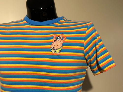 SPONGEBOB SQUAREPANTS PATRICK Nickelodeon embroidered striped shirt Small - Picture 7 of 9