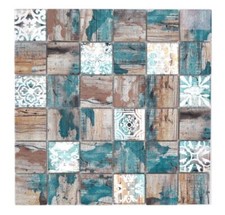 Patchwork Piastrelle IN Vetro A Mosaico Vintage Benzina Ottica Legno 160-w800_F