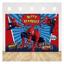 Spider Man Happy Birthday Banner Backdrops Boys Photography 36 x 60