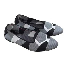 Skechers Stretch Fit Women's Black White Flat Shoes 9.5 W