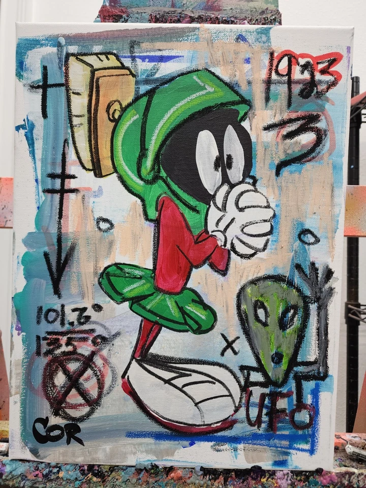 CORBÉLICO MARVIN MARTIAN ALIEN 14X11 CASA GALERÍA EXPRESIONISMO DIBUJOS ANIMADOS ARTE POP Foto 2 de 4