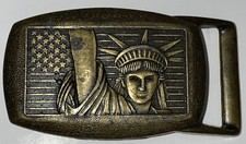 Patriotic Belt Buckle STATUE OF LIBERTY Flag Vintage Friction