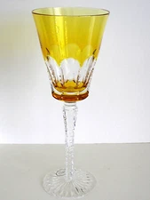 AJKA LYNN LAUSANNE GOLD CASED CUT TO CLEAR CRYSTAL 9 1/4"  WINE GOBLETS Set of 6