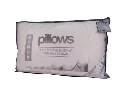 Pack Of 2 & 4 Duck Feather Down Pair Pillow Anti Allergy Medium Support 15% Down