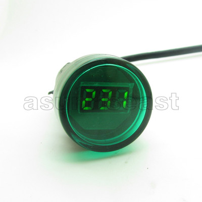 Green LED Digital Display Voltage Meter Voltmeter Round 22mm Indicator AC70-500V