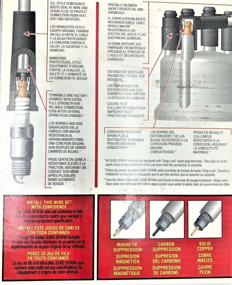 CH430SP NUEVO Juego de cables de bujía Borg-Warner 1974-1983 Honda Accord Civic Perlude Foto 3 de 3