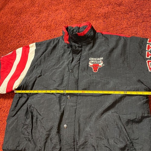 90s Starter Chicago Bulls NBA Authentics Split Puffer Hooded Jacket XXL Vintage - Picture 7 of 13