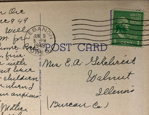 Postal Parque Nacional Glaciar St. Mary Lake Oregon publicada 1949 lino por Hileman - Imagen 5 de 5
