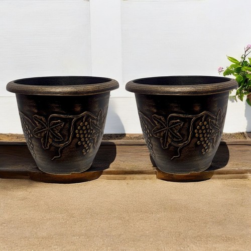 Decorative Outdoor Flower Pot | Antique Look Grapevine Patio Planter 37cm - Picture 8 of 44