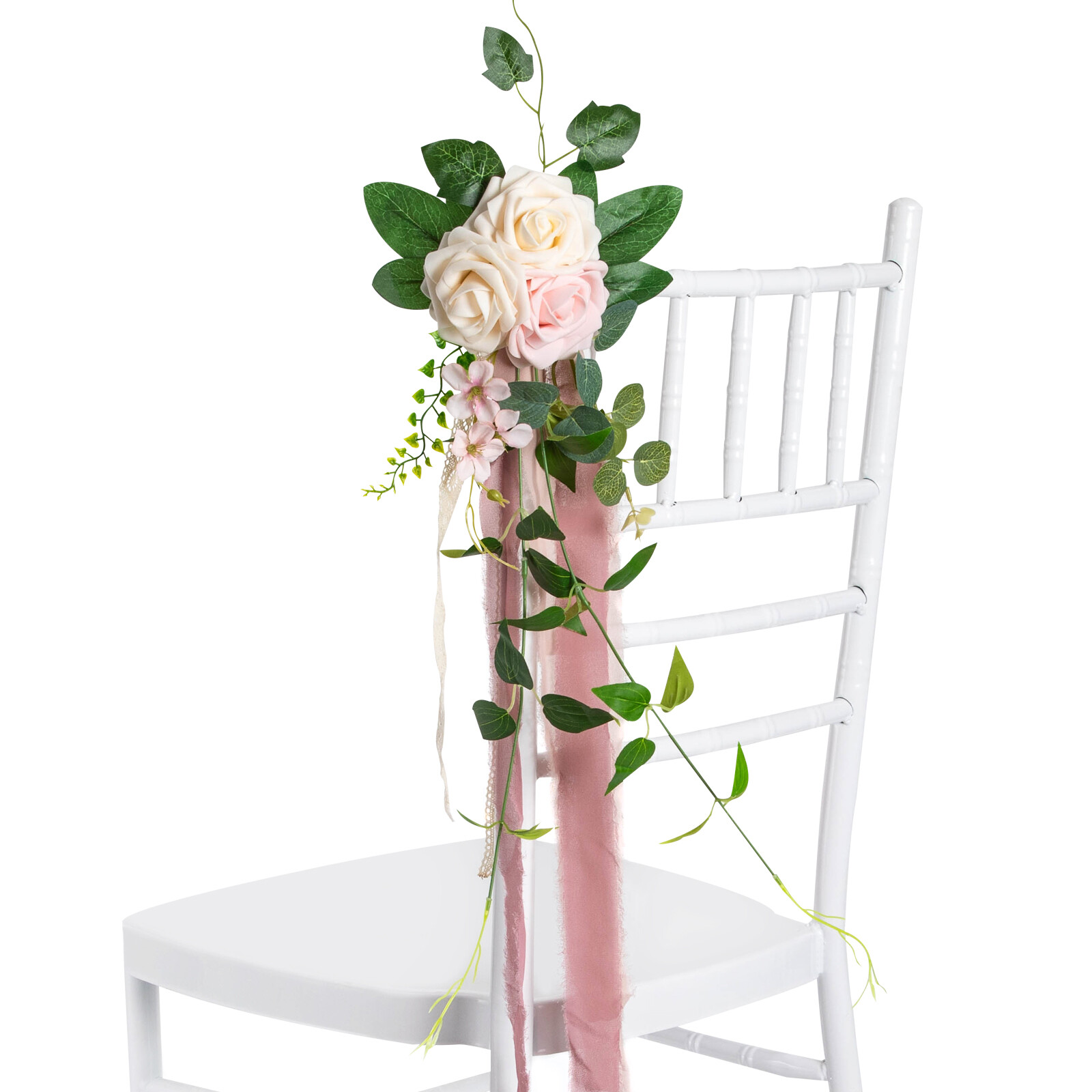 10PCS Pew Flowers Artificial Flowers & Ribbons for Church Chair