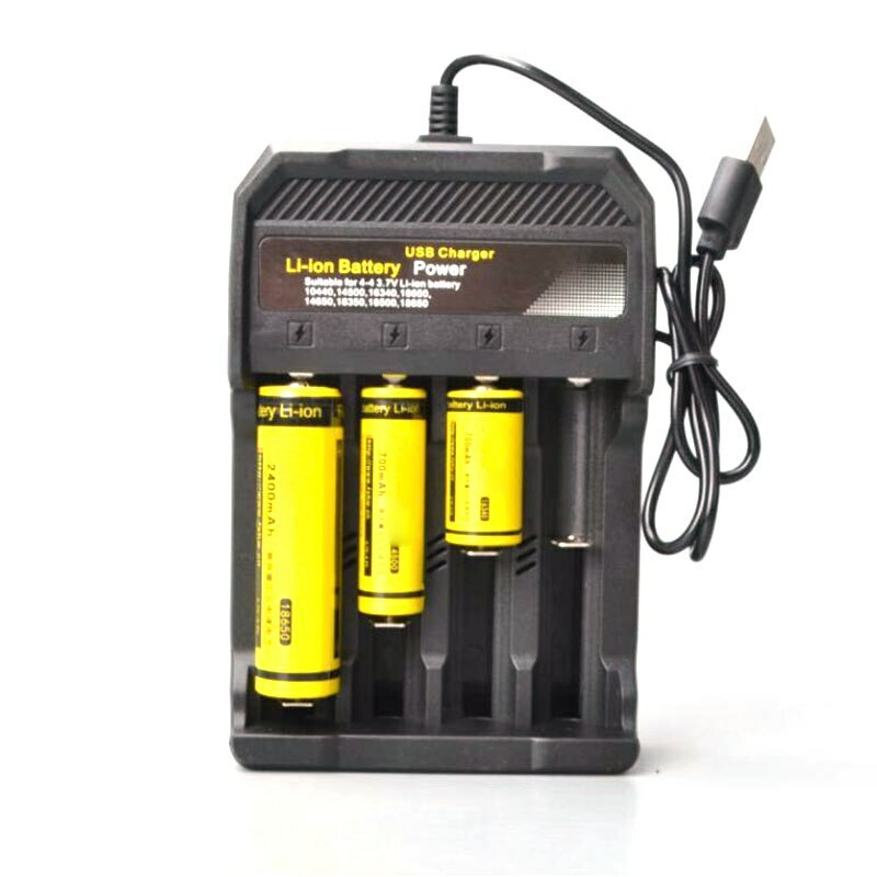 4 Slots Battery Charger Li-ion Batteries Charge USB Independent Charging |  eBay