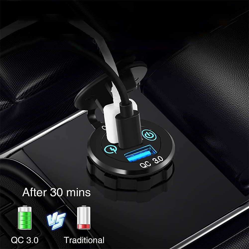 12V 24V Dual QC 3.0 USB PD TypeC Fast Car Charger Socket Adapter Power