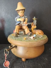 Anri Thorens Movement Wooden Music Box King of the Road Switzerland Vintage