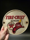Antique Vintage Style Cast Iron Round Texaco Fire Chief Gas Oil Sign Plaque