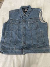 Vintage Harley Davidson Eagle Denim Biker Vest Size XL