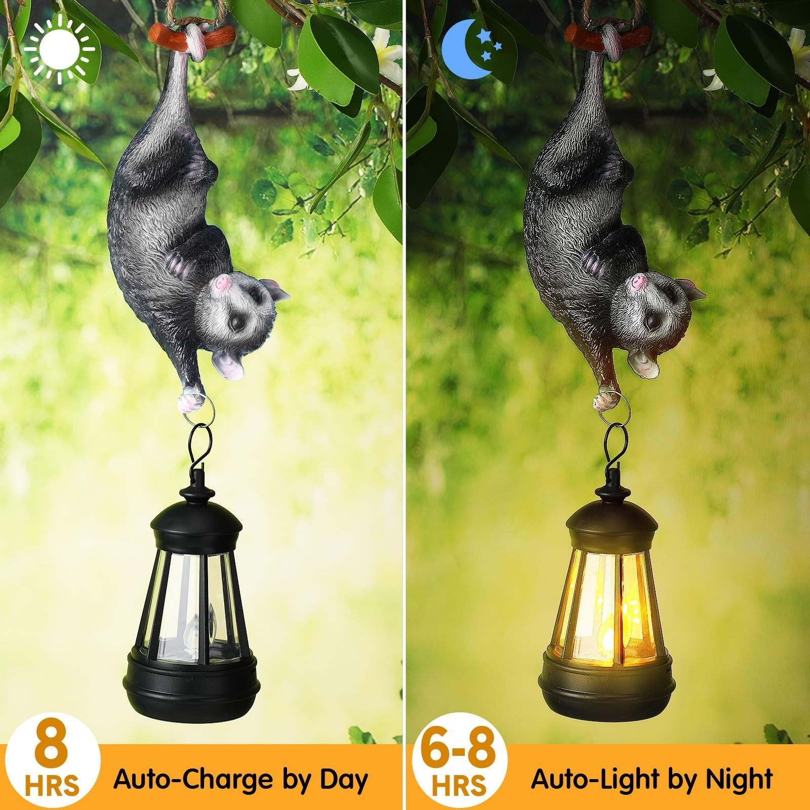 Gerrii Solar Light Outdoor Statues Resin Animal Upside Down with LED Lantern ...